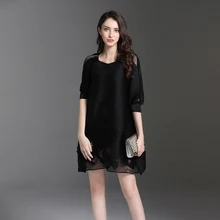 Свободная однотонная длинная футболка с круглым вырезом и рукавами-фонариками