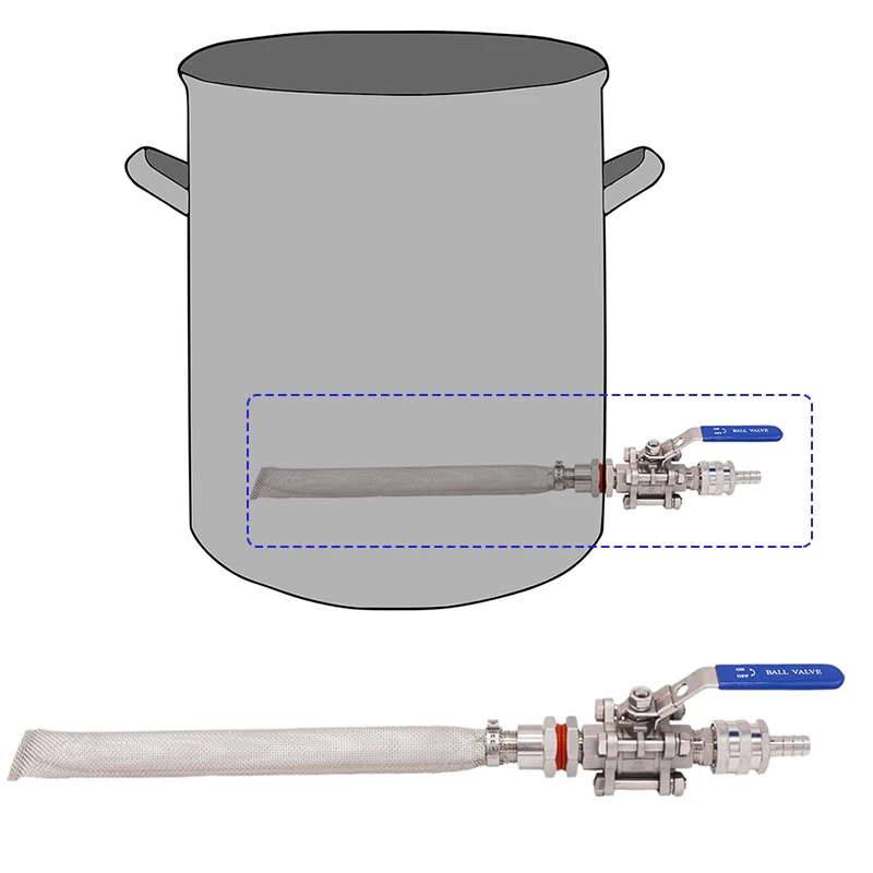 Homebrew Безшовный чайник/бочонок набор быстрого отключения w/1" Bazooka экран Mash Tun 3-piece Шаровой Клапан комплект переборка