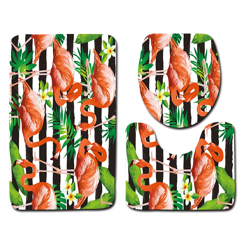 

Cute Animal Flamingo Bathroom Set Toilet Seat Cover Wc Seat Cover Bath Mat Holder Closestool Lid Cover Christmas Home Decor