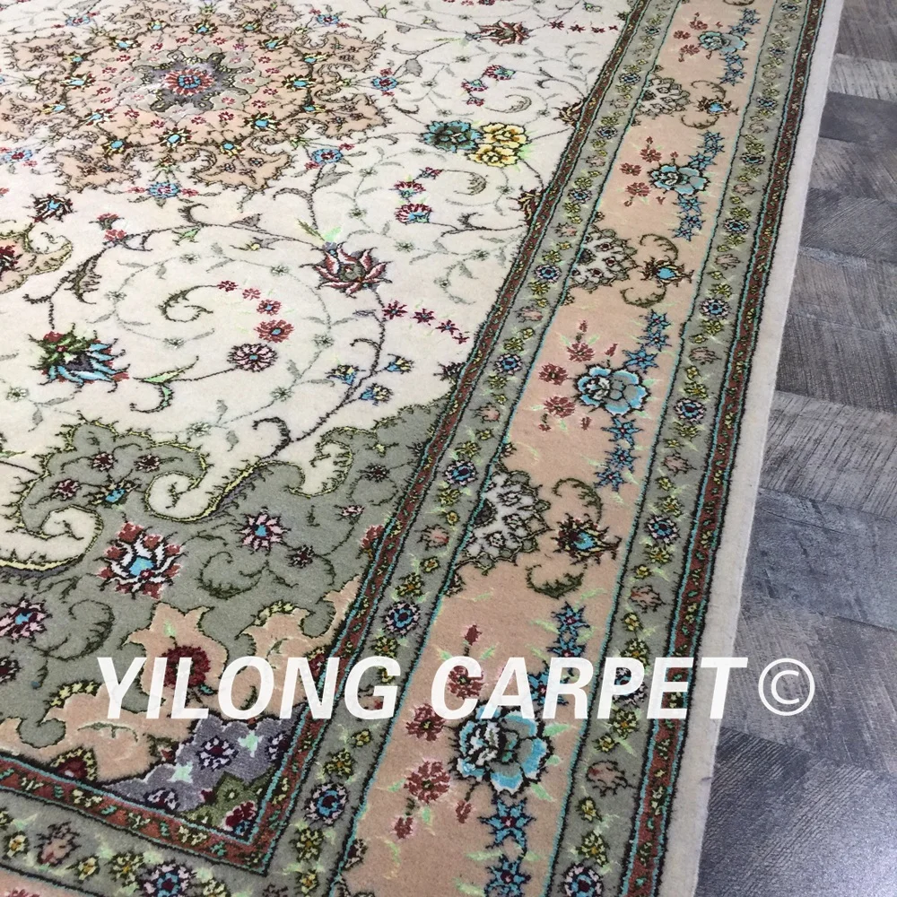 Yilong 4 'x 6' персидский дизайн удобный шерстяной шелковый ковер ручной работы