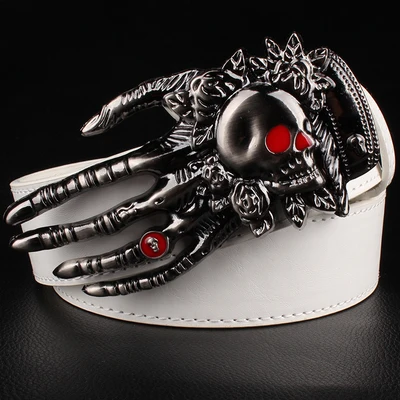Fashion men belt skull buckle skull hand Heavy metal rock skull belt buckle skeleton head devil hand punk style belt leather belt Belts