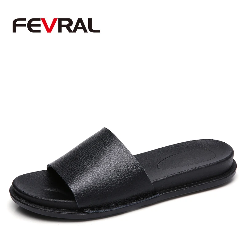 Black FEVRAL стиль модная обувь женские босоножки на плоской подошве женская летняя обувь Повседневное обувь на плоской подошве сандалии-тапочки Размер 35–40 - Цвет: Black