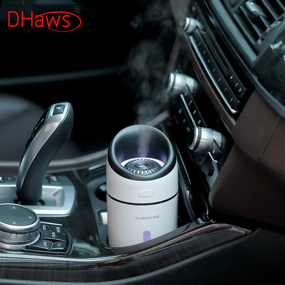 DHaws Mini USB ароматический увлажнитель воздуха автомобиля диффузор тумана, Fogger со светодиодный лампой для дома авто ароматический очиститель