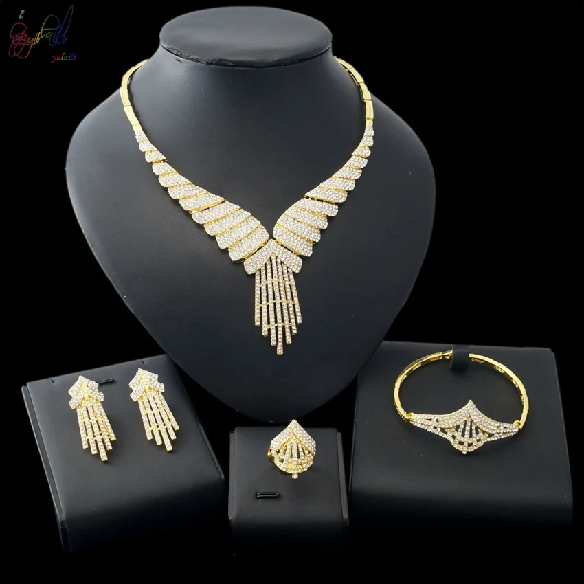 

YULAILI Free Delivery Hot Sell Popular Design Ladies Costume Gold Color Alloy Jewelry Sets