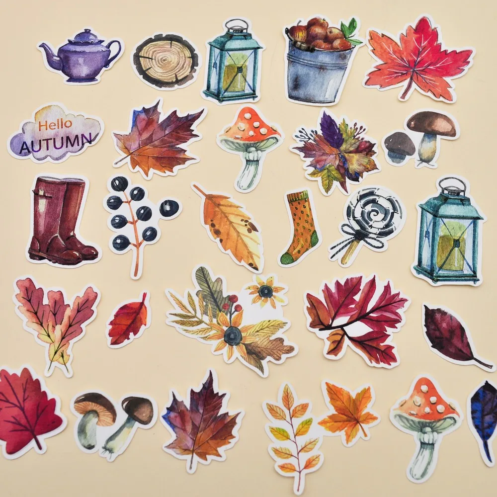 49 шт ручной рисунок Осенний лист стикер планировщик для скрапбукинга DIY сухой клей стикер
