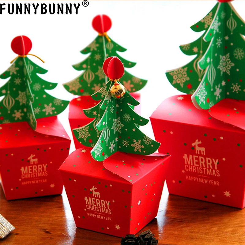

FUNNYBUNNY Gift Party Sweets Carrier Tree Bell Paper Favour Boxes Merry Christmas