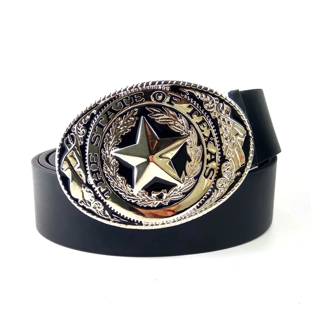 Mens fashion belt Western cowboy belt With State of Texas flag logo Big