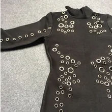 black high neck bodycon dress long sleeve 2017 spring sexy women bandage dress vintage vestido short cocktail party dresses