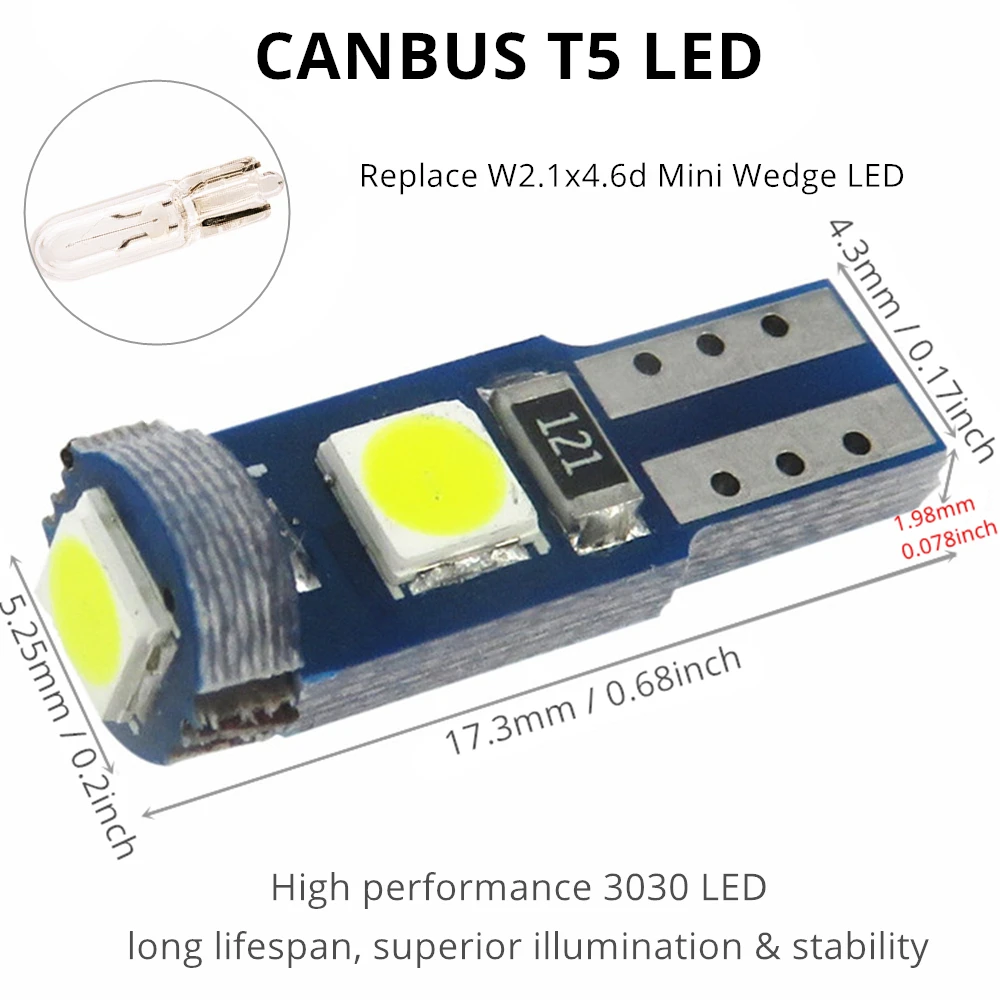 WLJH 6x Canbus T5 Светодиодная лампа 73 74 3030 SMD лампа приборной панели для Subaru BRZ Legacy Tribeca Outback Forester Impreza