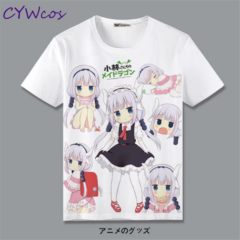 Косплей костюм Kobayashi san Chi no Maid Dragon KannaKamui and Tohru аниме футболка с короткими