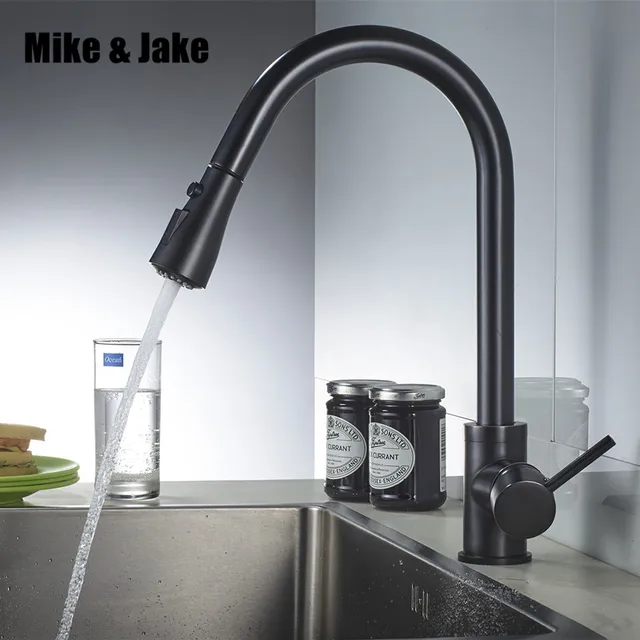 Cheap Black pull out kitchen faucet 3 function brass kitchen mixer sink faucet mixer kitchen faucets pull out kitchen tap MJ5555B