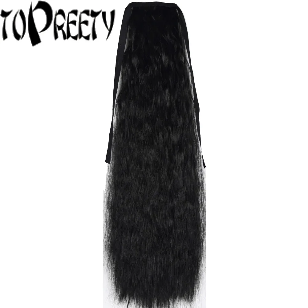 

TOPREETY Heat Resistant B5 Synthetic 22" 55cm 90gr Kinky Straight Ribbon Ponytail Extensions 40 Colors Available