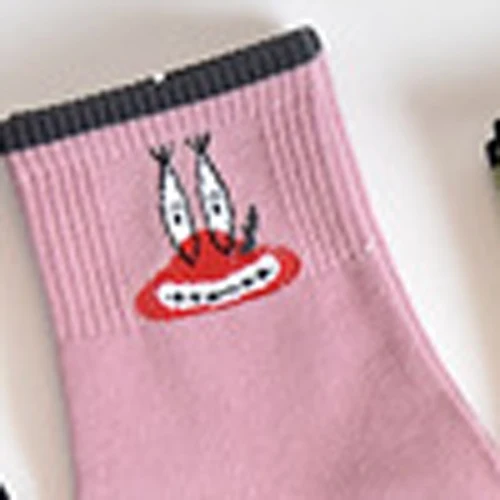 Дизайн, Цветные Короткие Носки с рисунком в стиле Харадзюку, милые короткие Носки с рисунком Kawaii, женские носки хлопковые с забавным рисунком, креативные хипстерские носки - Цвет: pink