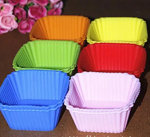 

6pcs/set Square Shape Christmas Tools for Cooking Soft Silicone Mould Candy Muffin Cup Cake Christmas Mold Tool Cake cup Tools