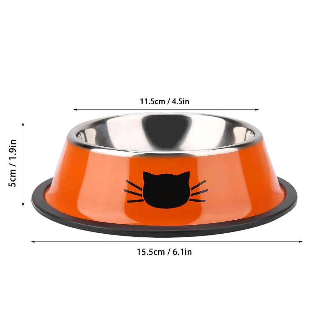 Миски для собак, переносные миски для собак из нержавеющей стали, миска для собак, для щенков, кошек, для улицы, миска для питьевой воды с нескользящей резиновой основой - Цвет: Оранжевый