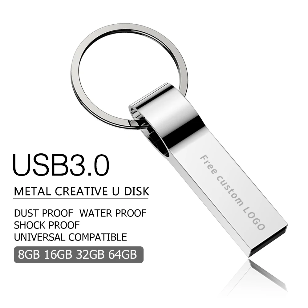 Новинка, usb флеш-накопитель, 32 ГБ, USB 3,0, серая металлическая ручка, 4 ГБ, 8 ГБ, 16 ГБ, флешка, 64 ГБ, флеш-накопитель, 128 ГБ, мини-накопитель, печать логотипа - Цвет: Silver