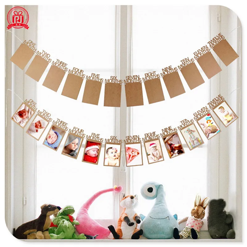 

Happy Birthday Photo Banner, for Newborn to 12 Months Baby Shower Party, Birthday Party Decoration