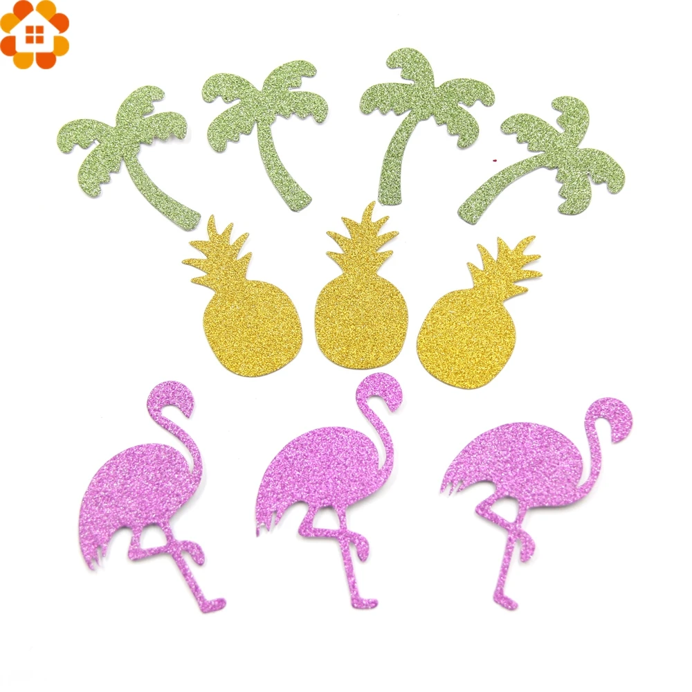 

30PCS Flamingo&Pineapple&Tree Paper Stickers Glitter Paper Confetti Bachelorette/Wedding Party Decoration Flamingo Decor