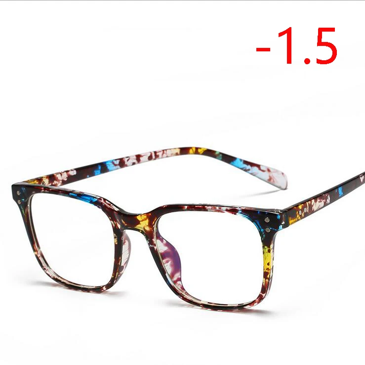 1,56, асферические линзы, очки по рецепту, для женщин и мужчин, Ретро стиль, Rice Nail TR90, квадратные очки для близорукости, черная оправа, 0~-4,0 - Цвет оправы: Myopia 150
