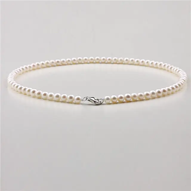 

18" AAA 6-5 MM SOUTH SEA NATURAL White PEARL NECKLACE 925silver GOLD CLASP