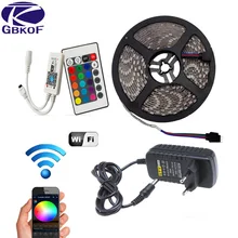 5 м 10 м 15 м WiFi RGB светодиодный свет водонепроницаемый SMD5050 3528 2835 DC 12 В светодиодные ленты диод гибкая лента contoller + штекер светодиодный