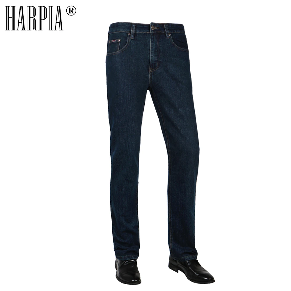 HARPIA New Men Jeans Pants Mens Casual Denim Trousers Male Classic Cowboy Long Pants Man Micro-elastic Dark Blue Straight Jeans