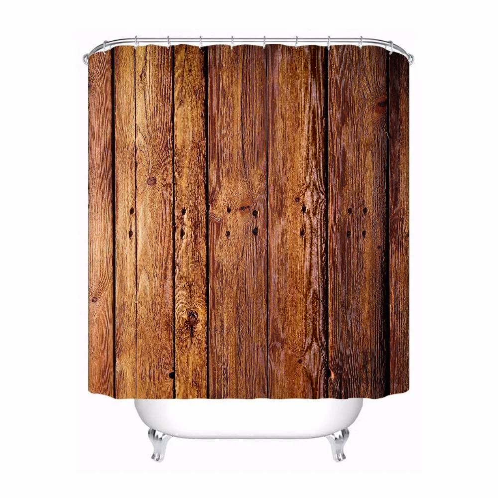

Custom Light Wood Background Bathroom Acceptable Shower Curtain Polyester Fabric Bathroom Curtain #180318-37-6