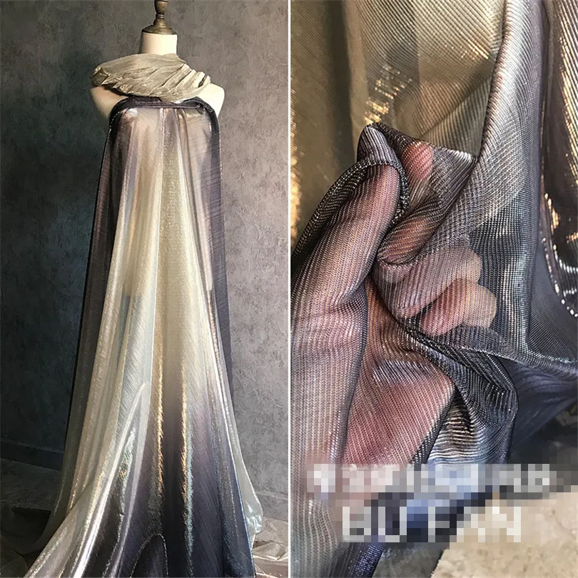 50 см* 145 см/шт Superflash шампанское золото и фиолетовый чередование Лазерная дизайнерская ткань