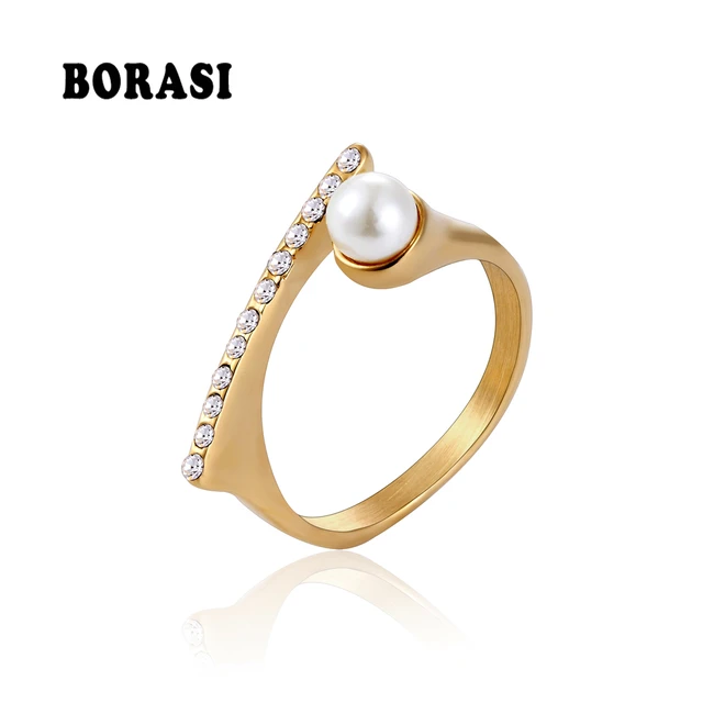 SINLEERY Luxury Multilayers Cubic Zircon White Pearl Big Rings For Women  Size 7 8 9 10 Silver Color Wedding Jewelry JZ544