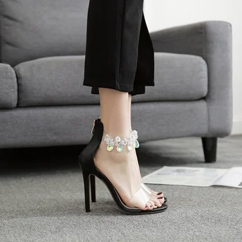 

Shoes women 2019 spring and summer new fashion wild super beautiful big diamond high heel sandals fashion women's shoes