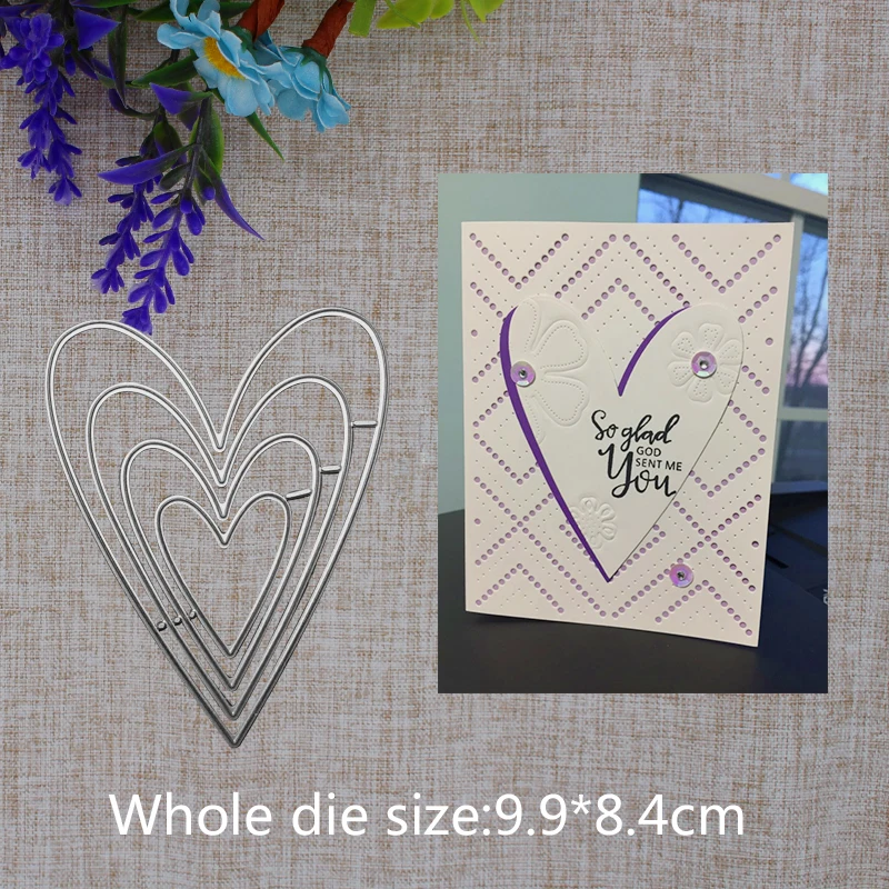 

2019 New Arrival Lovely Heart Frame Cutting Dies Stencil DIY Scrapbook Embossing Decorative Paper Card Craft Template 99x84mm