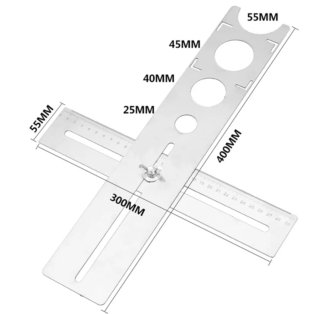 Durable Stainless Steel Ceramic Tile Hole Locator Floor Drilling Guide Finder Gauge Laser Graving Flexible