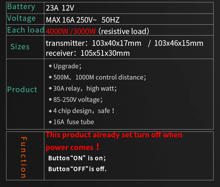 1000M 110 V-220 V 30A на дальние расстояния в одну сторону дистанционного Управление Мощность переключатель 4000 Вт высокой мощности Мощность Беспроводной переключатель