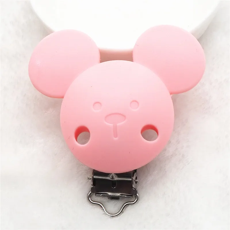 Chengkai 50 шт. силиконовые зажимы для прорезывания зубов Микки DIY детские кольцо для соски мышь животное пустышка для младенца ювелирные изделия игрушки зажимы аксессуары - Цвет: Candy Pink