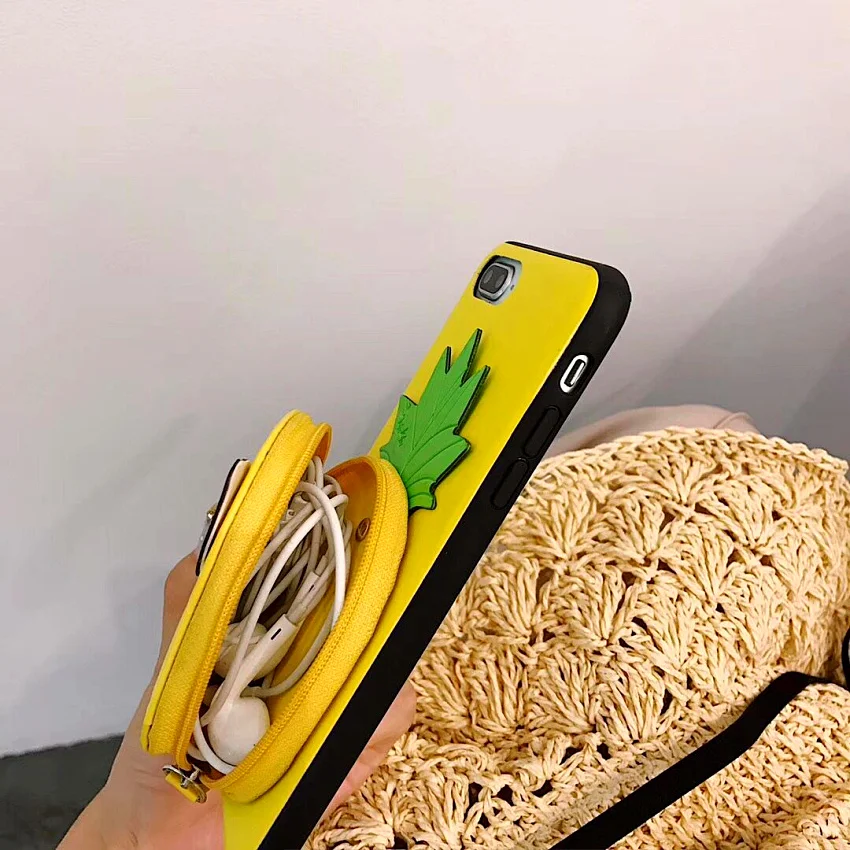 Мультяшный тренд Suprem портмоне мягкий силиконовый 3D милый ананас для iPhone 6 6s 7 8 X Plus
