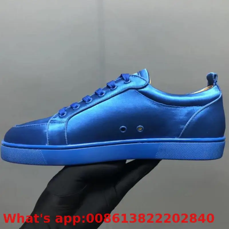 

Lace-up Trend Patent Leather Red Bottoms Low-cut For Men Shoes Blue Velvet Rivet Casual Shoe Couple Models Flat Loafers