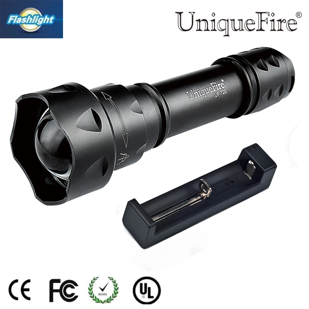 

Uniquefire Mini T20 IR 850NM LED 3 Modes Zoomable Adjustable Flashlight Infrared Light Night Vision Torch+Charger