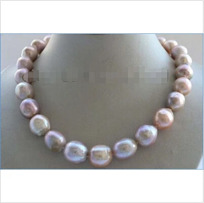 

Free shipping 17.5" Natural 14-16mm Multicolor Edison Reborn Keshi Pearl Necklace 14KGP