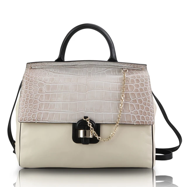Dissona Women S Shoulder Bag Crocodile Pattern Handbag Single With Dissona Women S Shoulder Bag Crocodile Pattern Handbag Single With Handle Genuine Leather Side
