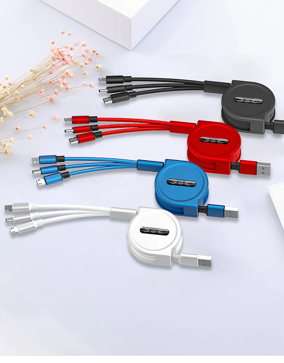 !ACCEZZ 3 in 1 Retractable USB Cable 3A Fast Charging For iPhone XS MAX Micro USB Type C For Samsung Xiaomi Huawei Mobile Phone (13)