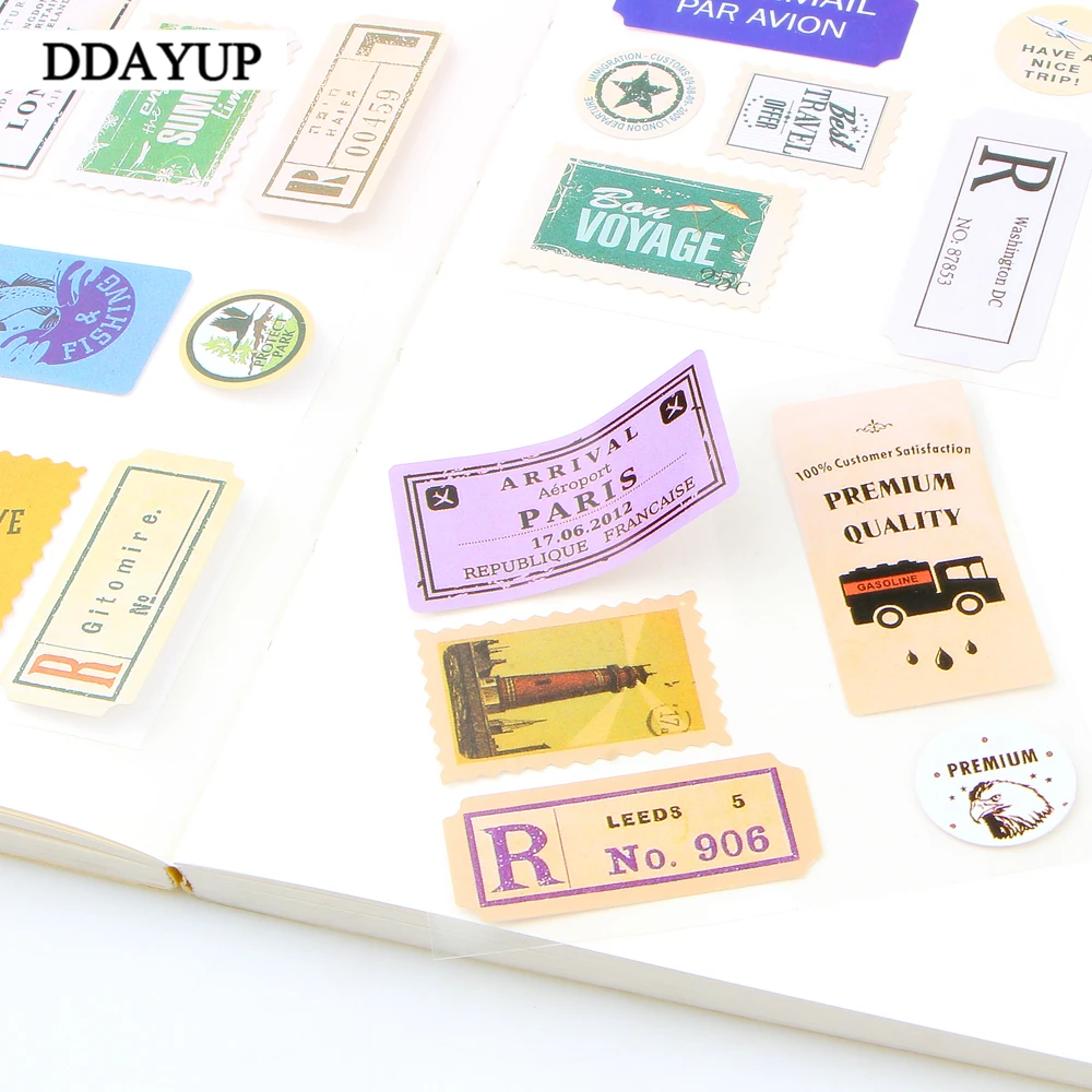 DIY Vintage Retro Classic Stamp Sticker Scrapbook Paper Sticky