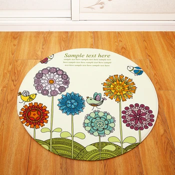 

Round Carpets for Living Room Flowers Printed Parlor Bedroom Chair Rugs Toilet Bath Decorate Non-slip Door Mat