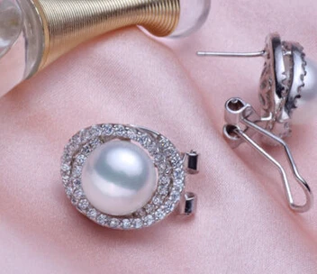 

hot sell new - wb002 charming a pair 10-11mm AAA white pearl stud earrings