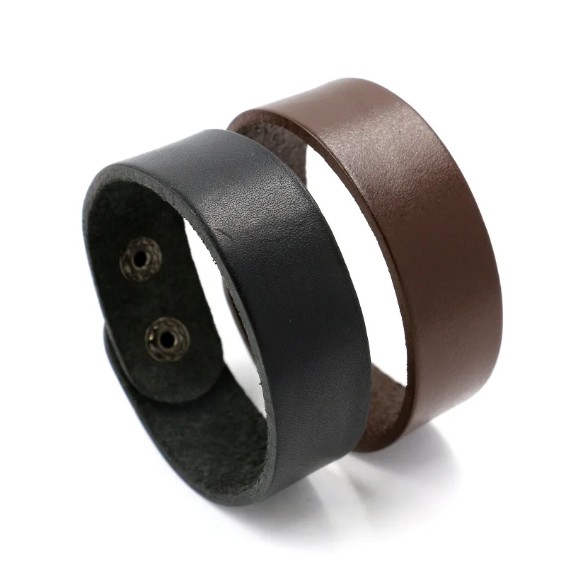 

New Fashion Men Leather Bracelet Brown Wide Cuff Bracelets & Bangles Wristband Vintage Punk Men Jewelry