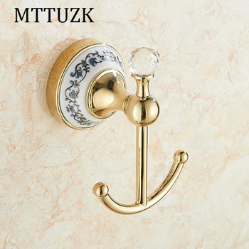 

MTTUZK Golden/Chrome Brass Robe Hooks With Porcelain Wall Hook Clothes Hanger Towel Hooks Clothes Hooks With Jade Gancho