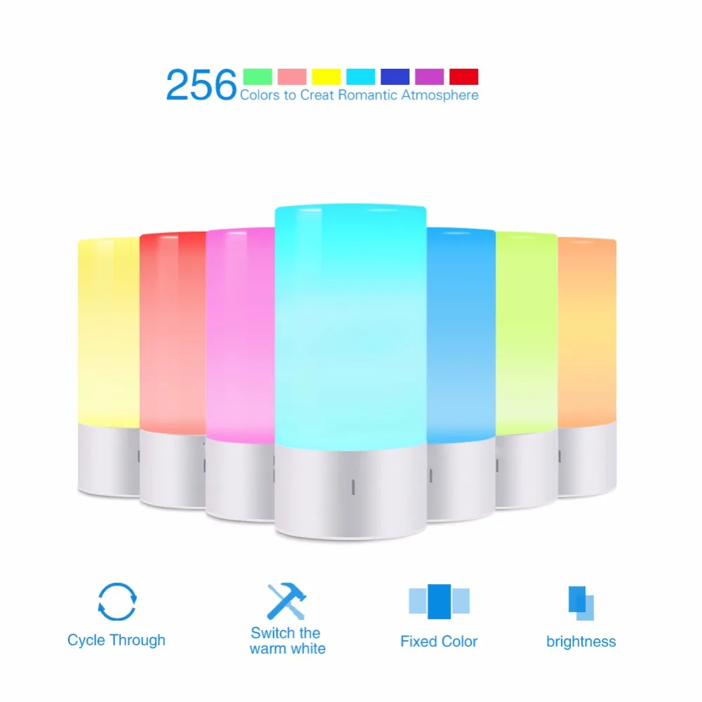 

AKDSteel LED Touch Sensor Table Light Bedside Lamp Dimmable 256 RGB Color Changing Aluminum Base Illumination Mood Night Light