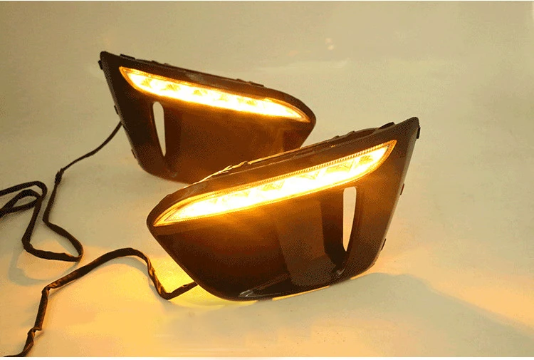 EOsuns led drl дневные ходовые огни для Kia KX CROSS с динамическим движущимся желтым поворотным сигналом и синий Ночной свет для бега