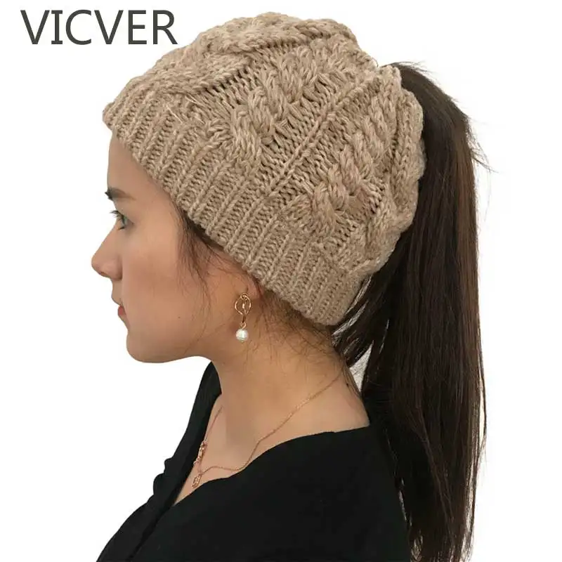 Soft Knit Ponytail Beanie Winter Hats 