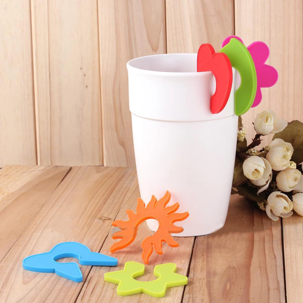 MagiDeal Colorful Reuseable 6Pcs Cute Circular Tags Glass Pot Marker Identifier Cup Stags Charm for Party Wedding Bar Hot sale