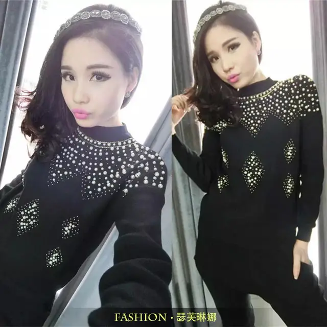 Best Offers 2017 Special Offer Tracksuits New Winter Female Nail Bead Cultivate One's Morality Knitting Sweater Trousers Two-piece Suit Best Offers 2017 Special Offer Tracksuits New Winter Female Nail Bead Cultivate One's Morality Knitting Sweater Trousers Two-piece Suit